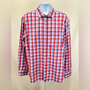 JAMES TATTERSALL Men’s red and blue check long sleeve shirt size‎ XXL